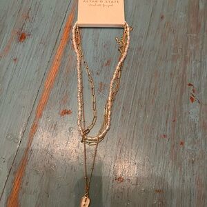 Altar'd State Gold and white Multi-Strand Necklace